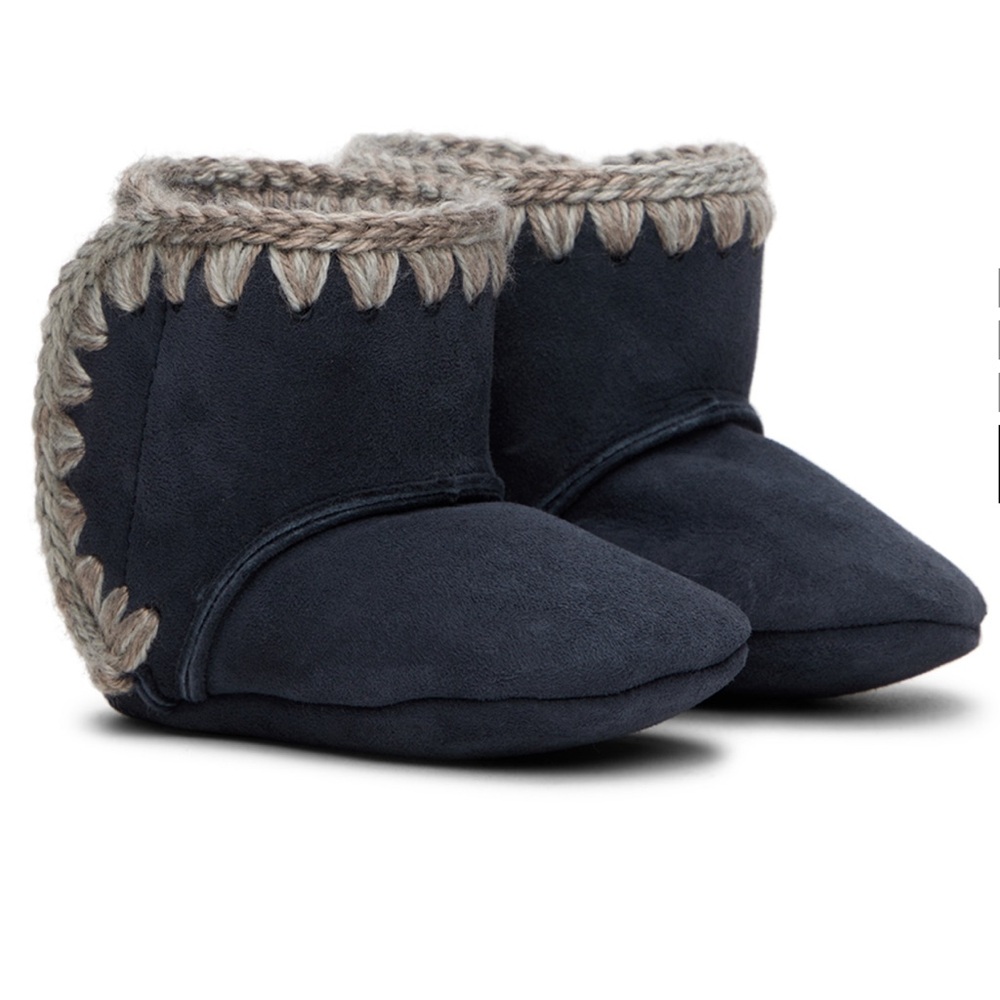 Mou Baby Navy Velcro Suede Pre-Walkers